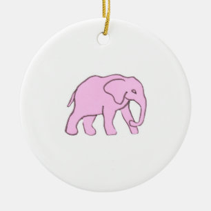 Rond En Céramique Ornement d'éléphant rose