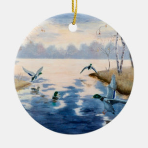 Rond En Céramique Ornement des canards de l'automne