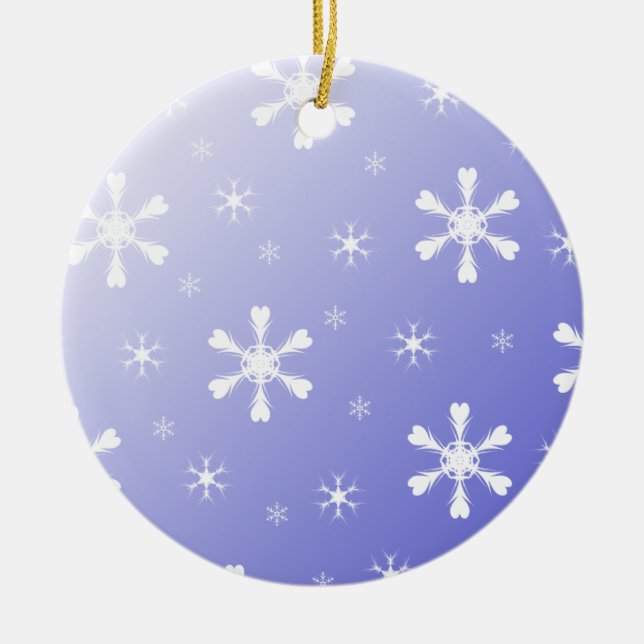 Rond En Céramique Ornement des flocons de neige bleus (Devant)