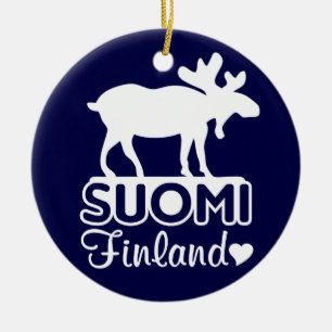 Rond En Céramique Ornement d'orignaux de la Finlande