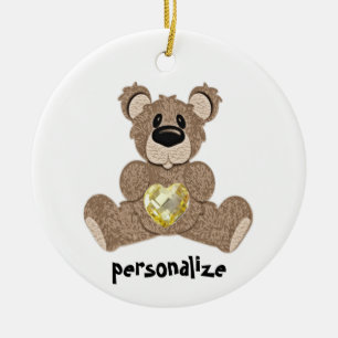 Rond En Céramique Ornement d'ours de nounours de pierre