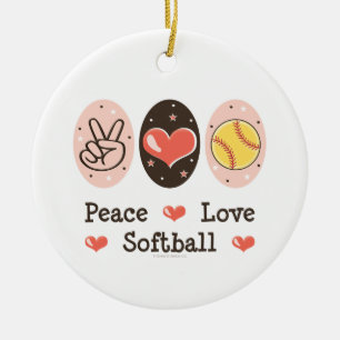 Rond En Céramique Ornement du base-ball d'amour de paix