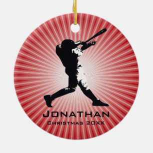 Rond En Céramique Ornement du joueur de baseball personnalisé