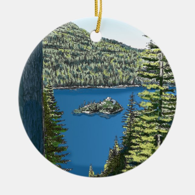 Rond En Céramique Ornement du lac Tahoe (Devant)
