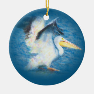 Rond En Céramique ornement du pélican 17 d'aquarelle