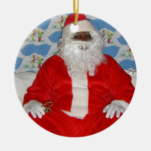 Rond En Céramique Ornement du père noël d'Américain d'Africain no