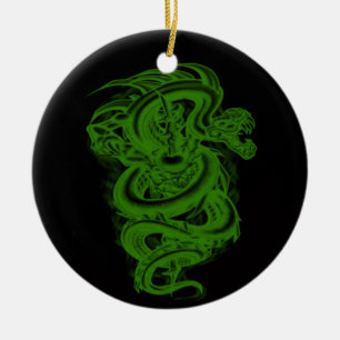 Rond En Céramique Ornement du serpent vert
