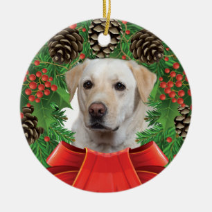 Rond En Céramique Ornement jaune de Noël de laboratoire