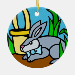 Rond En Céramique Ornement lapin de Pâques