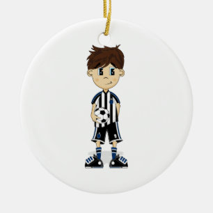 Rond En Céramique Ornement mignon de garçon du football
