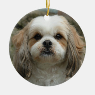 Rond En Céramique Ornement mignon de Noël de Shih Tzu
