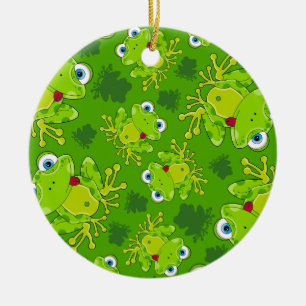 Rond En Céramique Ornement modelé par grenouille mignonne