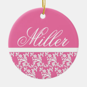 Rond En Céramique Ornement Monogramme rose