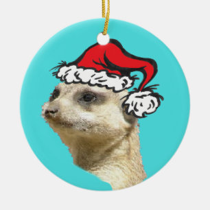 Rond En Céramique Ornement personnalisable de Meerkat Cirle de Noël