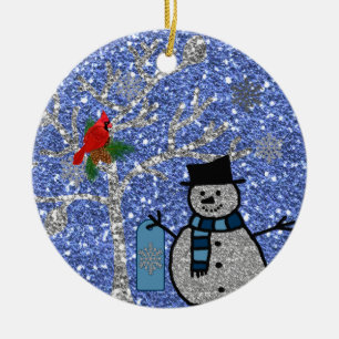 Rond En Céramique Ornement personnalisé de BONHOMME DE NEIGE de