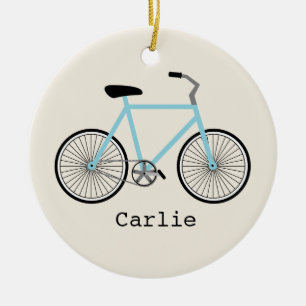 Rond En Céramique Ornement personnalisé par bicyclette bleu-clair