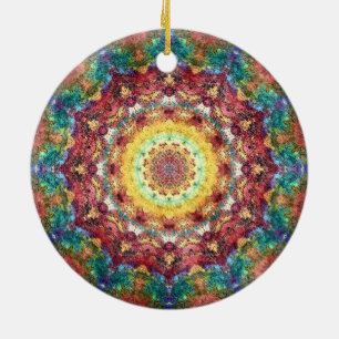 Rond En Céramique Ornement riche de mandala de l'Inde