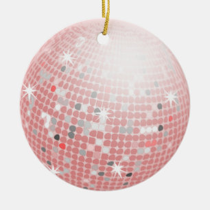 Rond En Céramique ornement rose de boule de disco