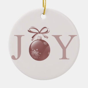 Rond En Céramique Ornement rose de Noël de joie