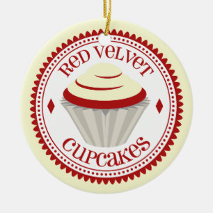 Rond En Céramique Ornement rouge de petit gâteau de velours