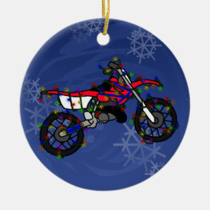 Rond En Céramique Ornement rouge de vélo de saleté de Noël