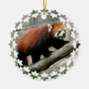 Rond En Céramique Ornement rouge d'ours panda