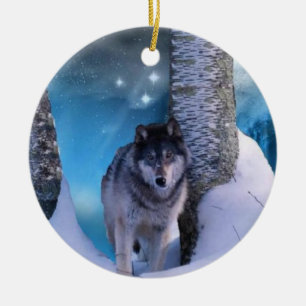 Rond En Céramique Ornement serein de loup
