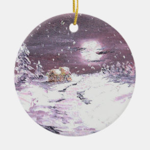 Rond En Céramique Ornement silencieux de Noël de nuit