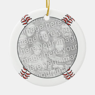 Rond En Céramique Ornement Softball Blue et White Frame