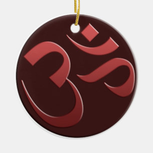 Rond En Céramique ORNEMENT SYMBOLE OM Brown