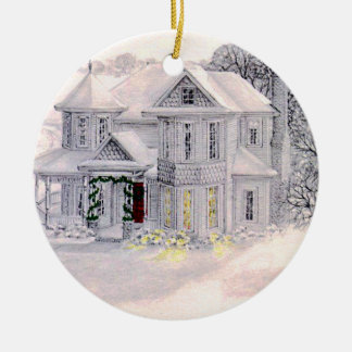 Rond En Céramique Ornement victorien de Chambre de Noël