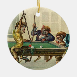 Rond En Céramique Ornement vintage de Noël de singe