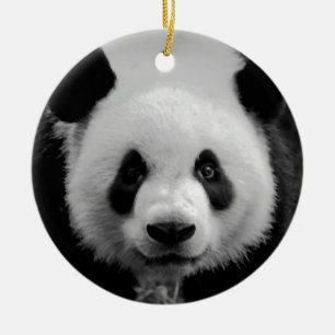 Rond En Céramique Ours de panda noir et blanc Ornement d'arbre de No