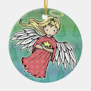 Rond En Céramique Petit ange de Noël Ornement