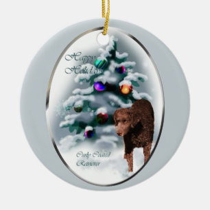 Rond En Céramique Retriever à couteaux bouclés Ornement de cadeaux