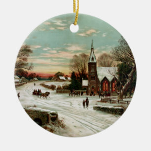Rond En Céramique Réveillon de Noël vintage ornement de 2 vacances