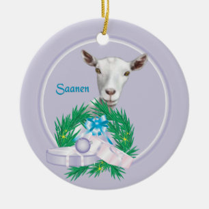 Rond En Céramique Saanen Chèvre Wreath Ornement de vacances