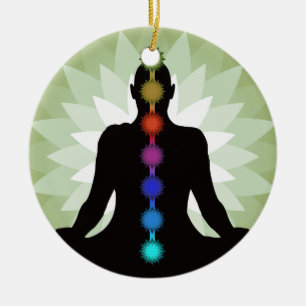 Rond En Céramique Sept Chakras Yoga Pose Ornement