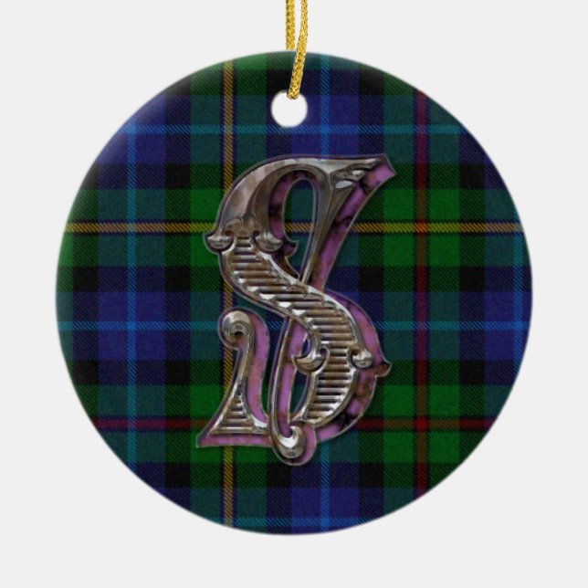 Rond En Céramique Smith Plaid Monogramme ornement (Devant)