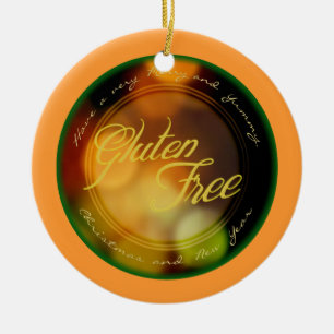 Rond En Céramique Un ornement libre de gluten - pour l'arbre d'or