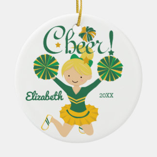 Rond En Céramique Vert et ornement blond de pom-pom girl