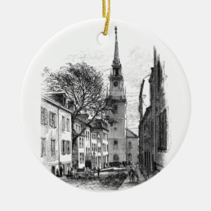 Rond En Céramique Vieil ornement du nord d'église
