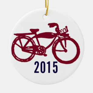 Rond En Céramique Vieil ornement rouge de coutume de vélo