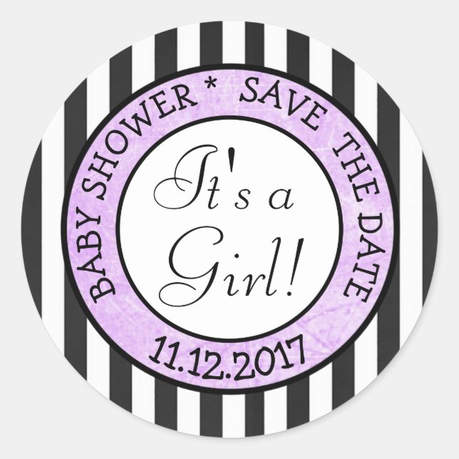 Rond Enregistrer la date, c'est un Sticker Baby shower  (Devant)
