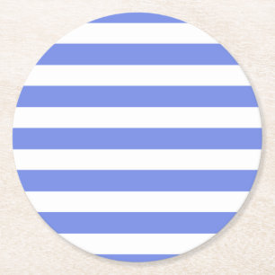 Rond Ensemble de dessous de verre à rayures bleues/blan