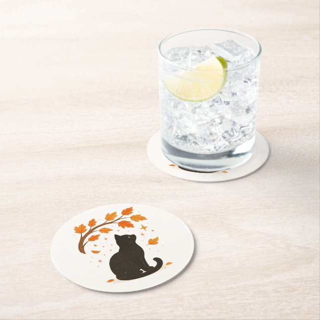 Rond Ensemble de Dessous de verre en papier personnalis (En situation)