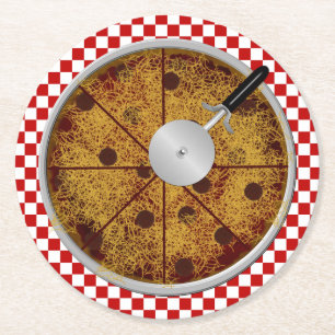 Rond Ensemble de Dessous de verre Pepperoni Pizza-Round