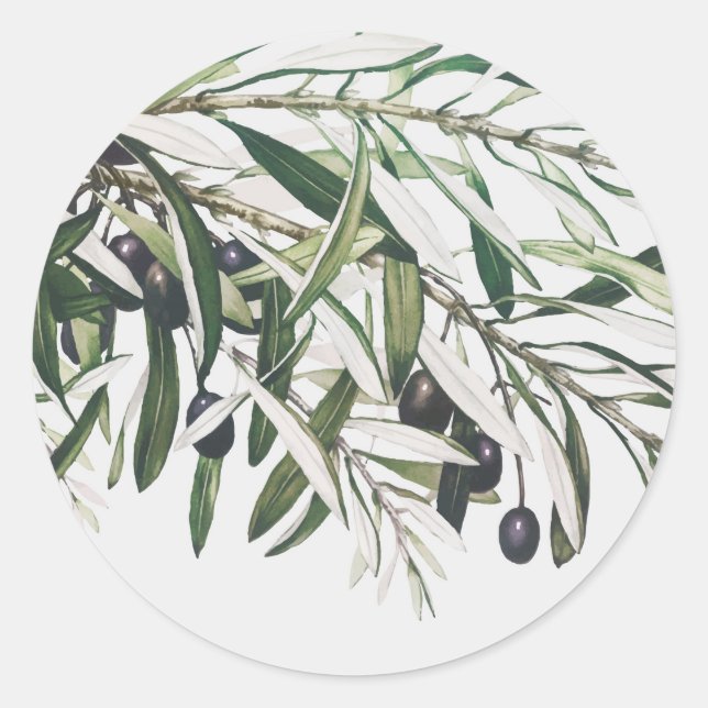 ROND ENVELOPE SEAL STICKER : BRANCHE OLIVE VINTAGE (Devant)