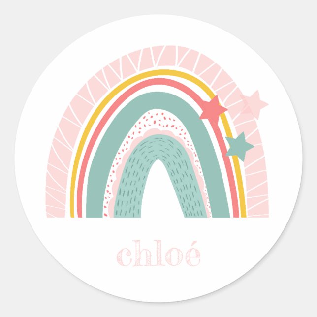 ROND ENVELOPE SEAL STICKER : RAINBOW + STARS (Devant)