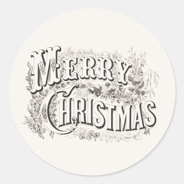 ROND ENVELOPE SEAL STICKER : VINTAGE MERRY NOËL (Devant)